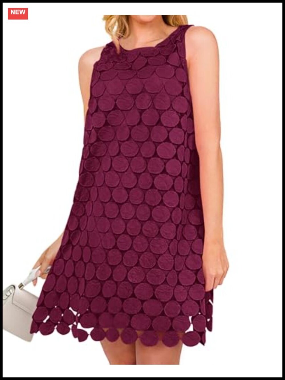 Women Hollow Out Circle Embroidered Sleeveless Mini Tank Dress Summer Casual